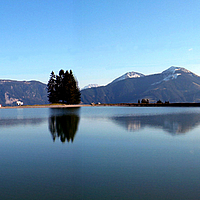 Überblick über einen Speichersee mit abgedichteter HaTe® Vliesstoff-Schicht