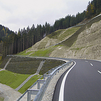 Hangsicherung mit Fortrac Natur an einer Straße in Österreich