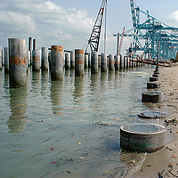 Hafenbecken, das für geotextile Sohlsicherung geeignet ist