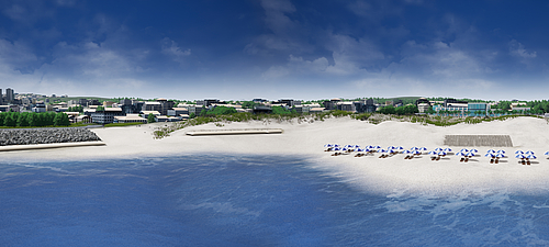 Deiche, Dämme und Dünenverstärkung durch SoilTain Tubes und SoilTain Bags für nachhaltigen Hochwasserschutz Nachhaltiger Hochwasserschutz durch SoilTain Tubes und SoilTain Bags in Form von Deichen, Dämmen und Dünenverstärkungen, geeignet für Landschaft und Hotelanlagen